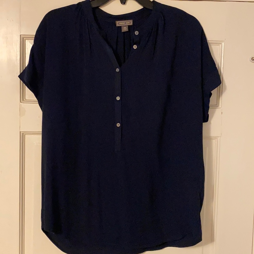 JCrew Point Sur Navy blouse